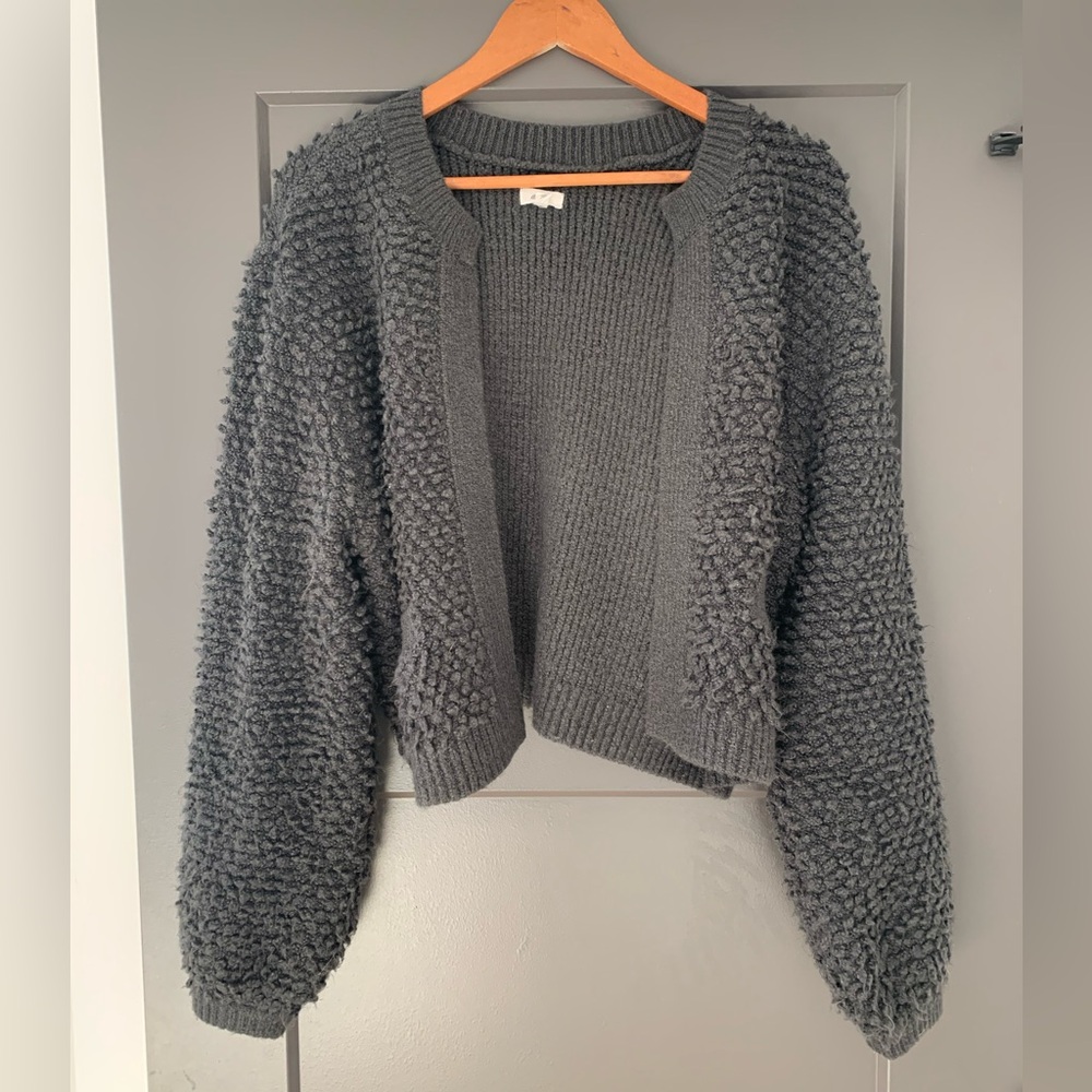 Aerie Dark Gray Textured Women's Cardigan